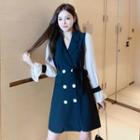 Color Block Long-sleeve Trench Coat Dress