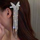 Butterfly Rhinestone Fringed Hair Clip Silver - One Size