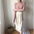 Long-sleeve T-shirt / Slit Midi Skirt