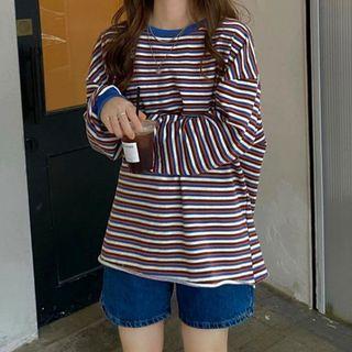 Striped Long-sleeve T-shirt Brown - One Size