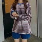 Striped Long-sleeve T-shirt Brown - One Size