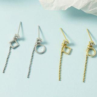 Geometric Asymmetrical Alloy Fringed Earring
