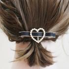 Bow Hair Clip Love Heart - Black - One Size