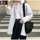 Oversized Striped Long Sleeve Shirt As Shown In Figure - One Size