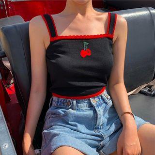 Cherry Cropped Knit Top