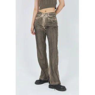 Slit-hem Crinkled Washed Pants