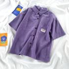 Elbow-sleeve Shirt Purple - One Size