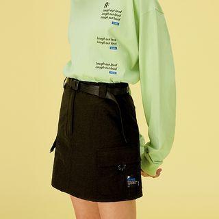 [r:lol] Band-waist Cargo Skirt With Buckle Belt