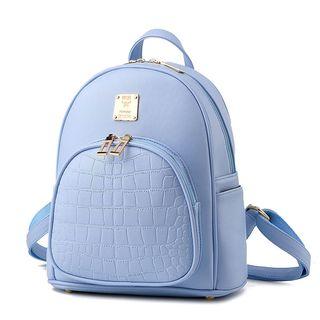Croc Embossed Faux Leather Backpack