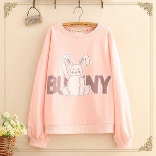 Bunny Print Round-neck Sweatshirt As Shown In Figure - One Size