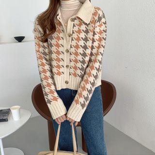 Collar-detail Pattern Cardigan