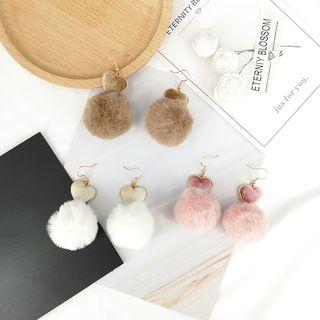 Pom Pom Heart Hook Earring / Clip-on Earring