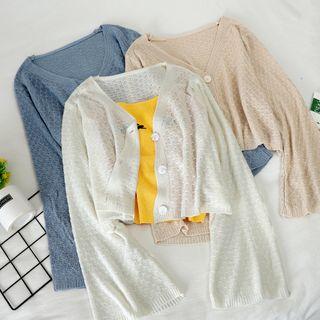 Flared-sleeve Cropped Cardigan