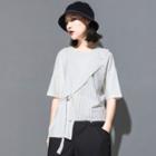 Round-neck Two Tone Striped Oversize Top