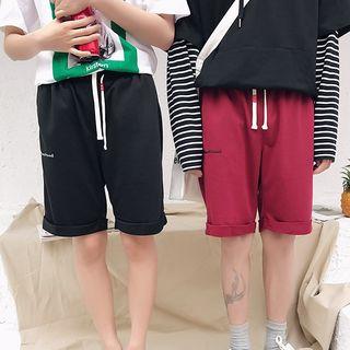 Couple Matching Drawstring-waist Embroidered Shorts