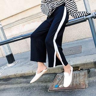 Contrast Trim Knitted Wide Leg Pants