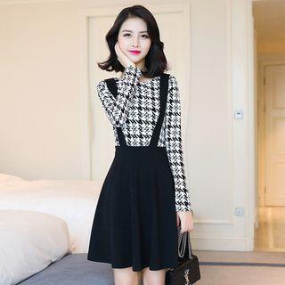 Houndstooth Long Sleeve Dress