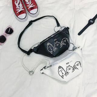 Faux Leather Cartoon Print Sling Bag