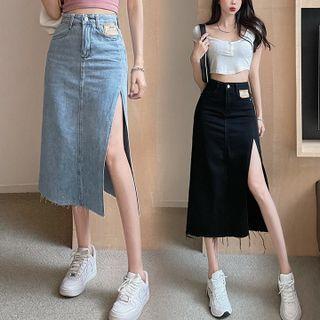 Open-side Denim Skirt
