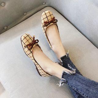 Plaid Fabric Bow Flats