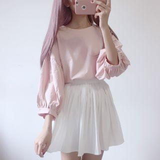 Plain Puff-sleeve T-shirt