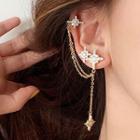 Alloy Star Chained Earring 1 Pair - Stud Earring - Non-matching - Gold - One Size