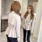 Long-sleeve Buttoned Tie-waist Cropped Coat