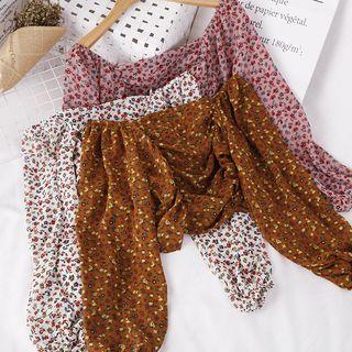 Boatneck Floral Cropped Top