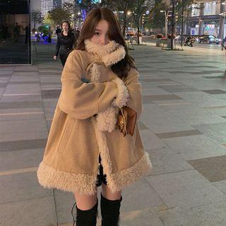 Stand Collar Furry Trim Jacket