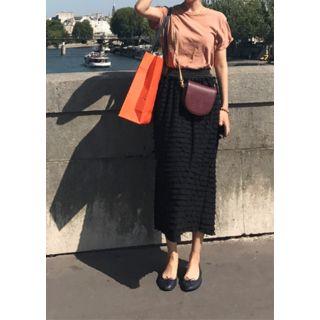 Band-waist Frilled Midi Skirt