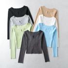 V Neck Long Sleeve Stretchy Top
