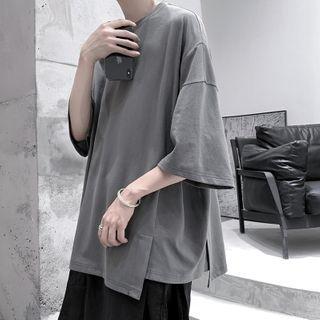 Asymmetric-hem Oversize Short-sleeve Tee