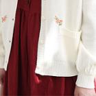 Round-neck Floral Embroidery Cardigan