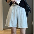 High-waist Lettering Frayed Wide-leg Shorts