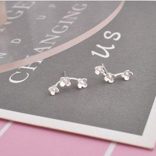 Floral Ear Stud 1 Pair - Silver - One Size