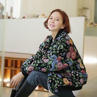 Flower Jacquard Bomber Jacket
