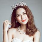 Bridal Set: Faux Pearl Tiara + Necklace + Clip-on Earrings