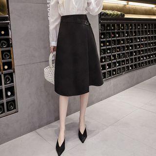 Triangular Buckled Midi A-line Skirt