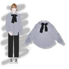 Bow Ruffled Shirt As Shown In Figure - One Size
