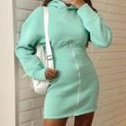 Zip-up Mini Sheath Sweatshirt Dress