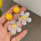 Flower Acrylic Dangle Earring 1 Pair - Yellow & White - One Size