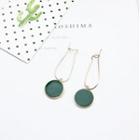 Disc Glaze Alloy Dangle Earring 1 Pair - Gold & Green - One Size