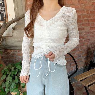 Drawstring Lace Long-sleeve Top