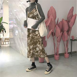 Long-sleeve T-shirt / Strappy Midi A-line Dress / Set