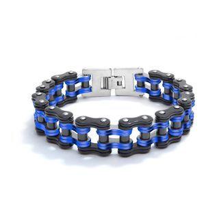 Fashion Personality Blue Black Bicycle Chain 316l Stainless Steel Bracelet Black - One Size