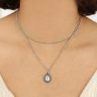 Alloy Droplet Pendant Layered Choker Necklace Silver - One Size