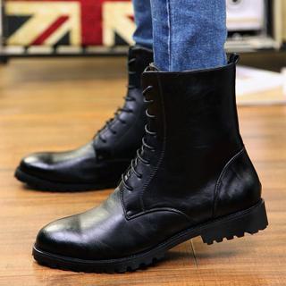 Faux-leather Mid-calf Boots