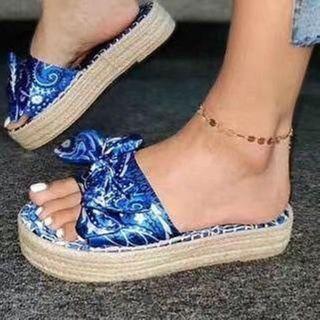 Bow Accent Platform Espadrille Sandals