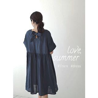 Tie-back Linen A-line Dress