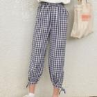Plaid Elastic Waist Cropped Pants As Shown In Figure - One Size